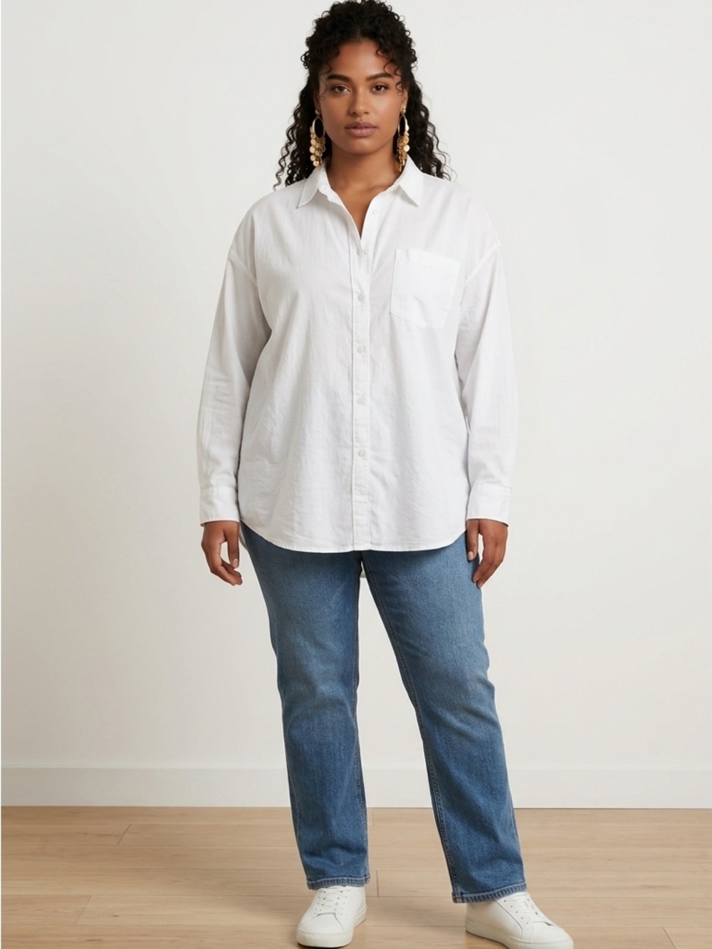 White Boyfriend Button-Up Shirt | Relaxed Fit | Old Navy | 3X